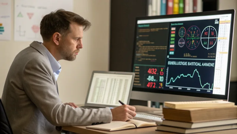 Psychologist analyzing gambling behavior patterns and mathematical probability models