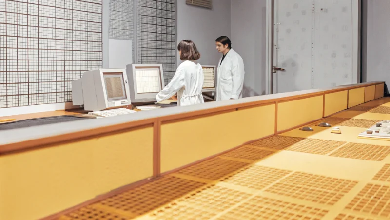 Research scientists conducting gambling behavior studies in laboratory setting